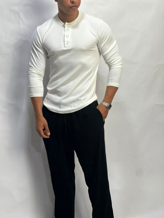 Henley Short Blanc long sleeves