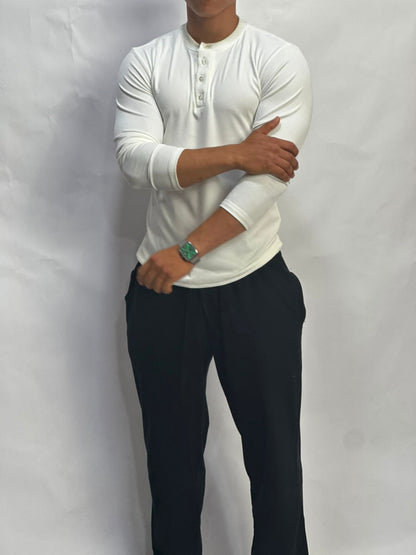 Henley Short Blanc long sleeves