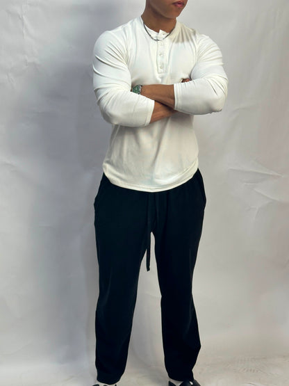Henley Short Blanc long sleeves