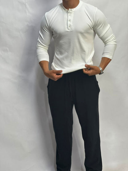 Henley Short Blanc long sleeves