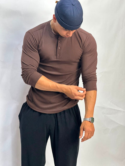 Henley Short Marron Long Sleeves