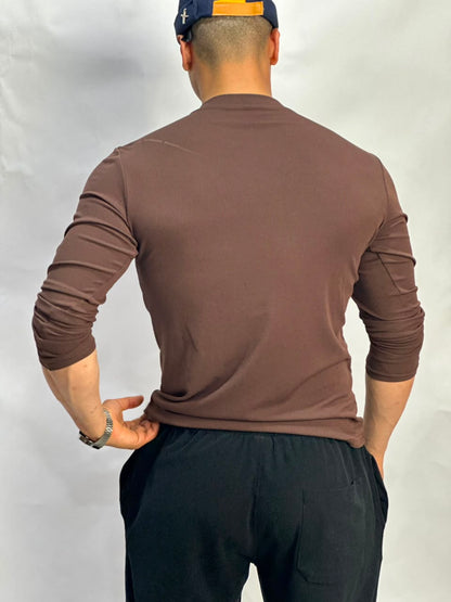 Henley Short Marron Long Sleeves