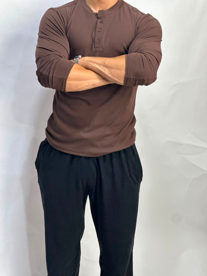 Henley Short Marron Long Sleeves