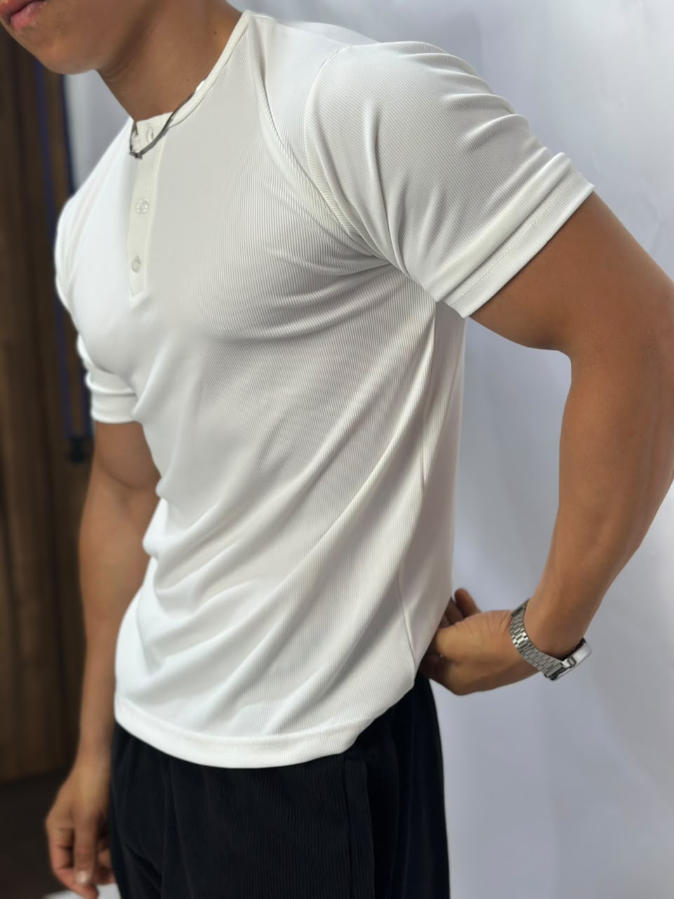 Henley T-shirt Blanc