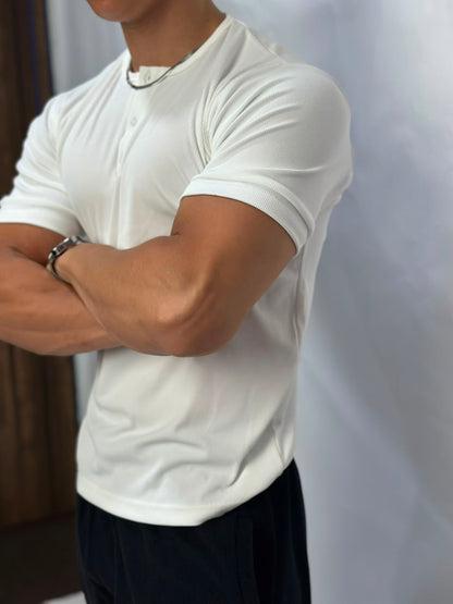 Henley T-shirt Blanc