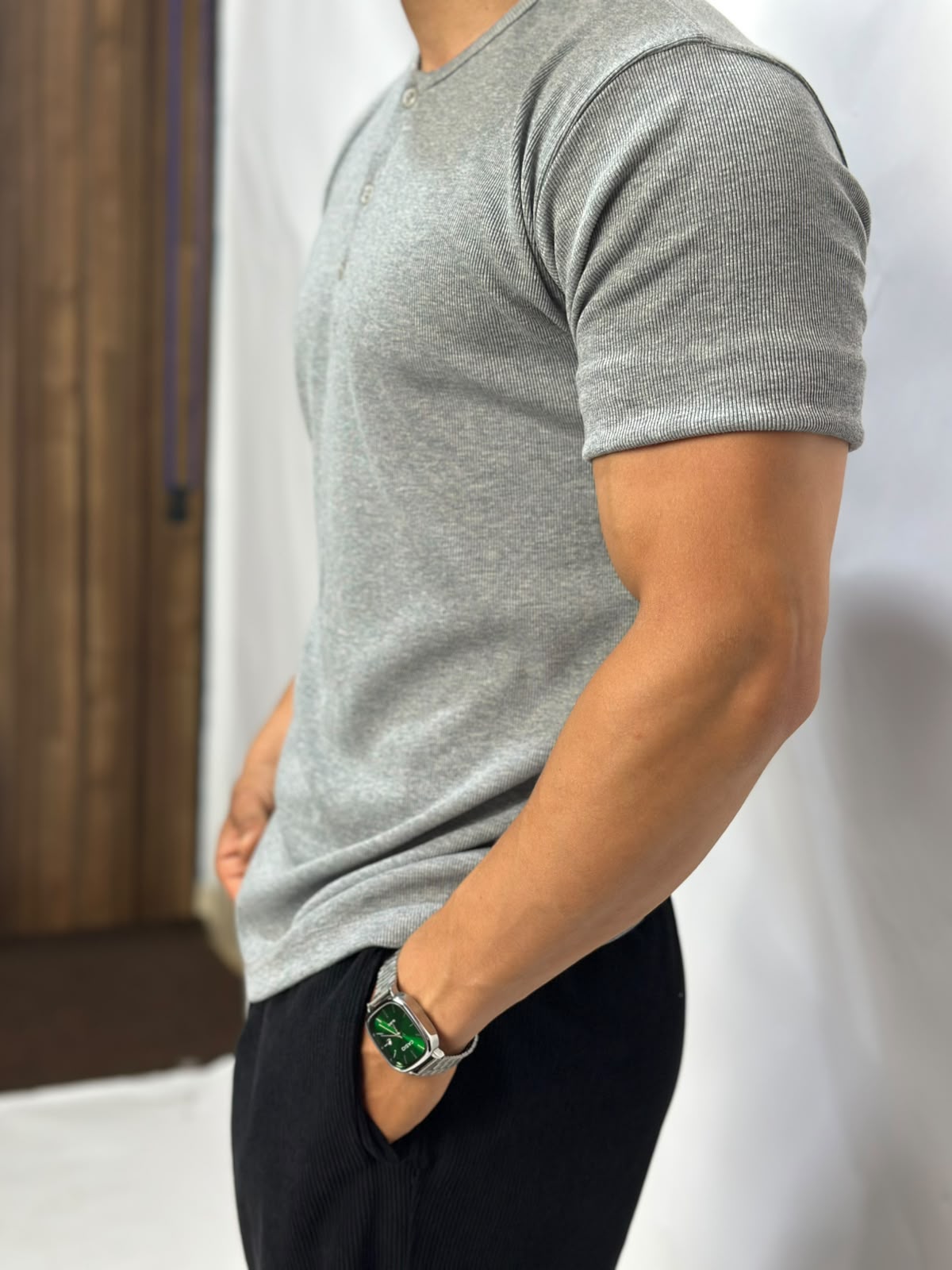 Henley T-shirt gris