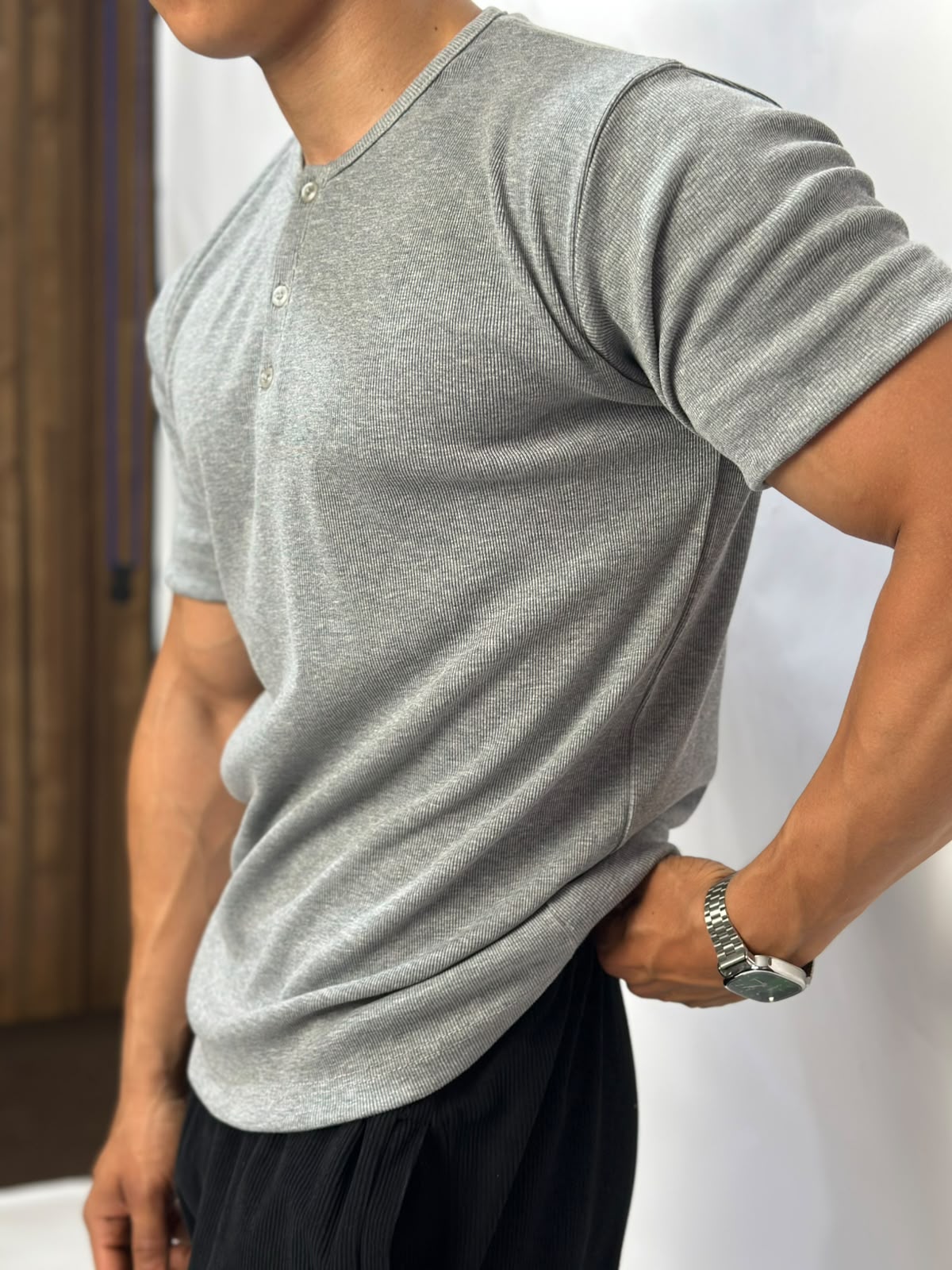 Henley T-shirt gris