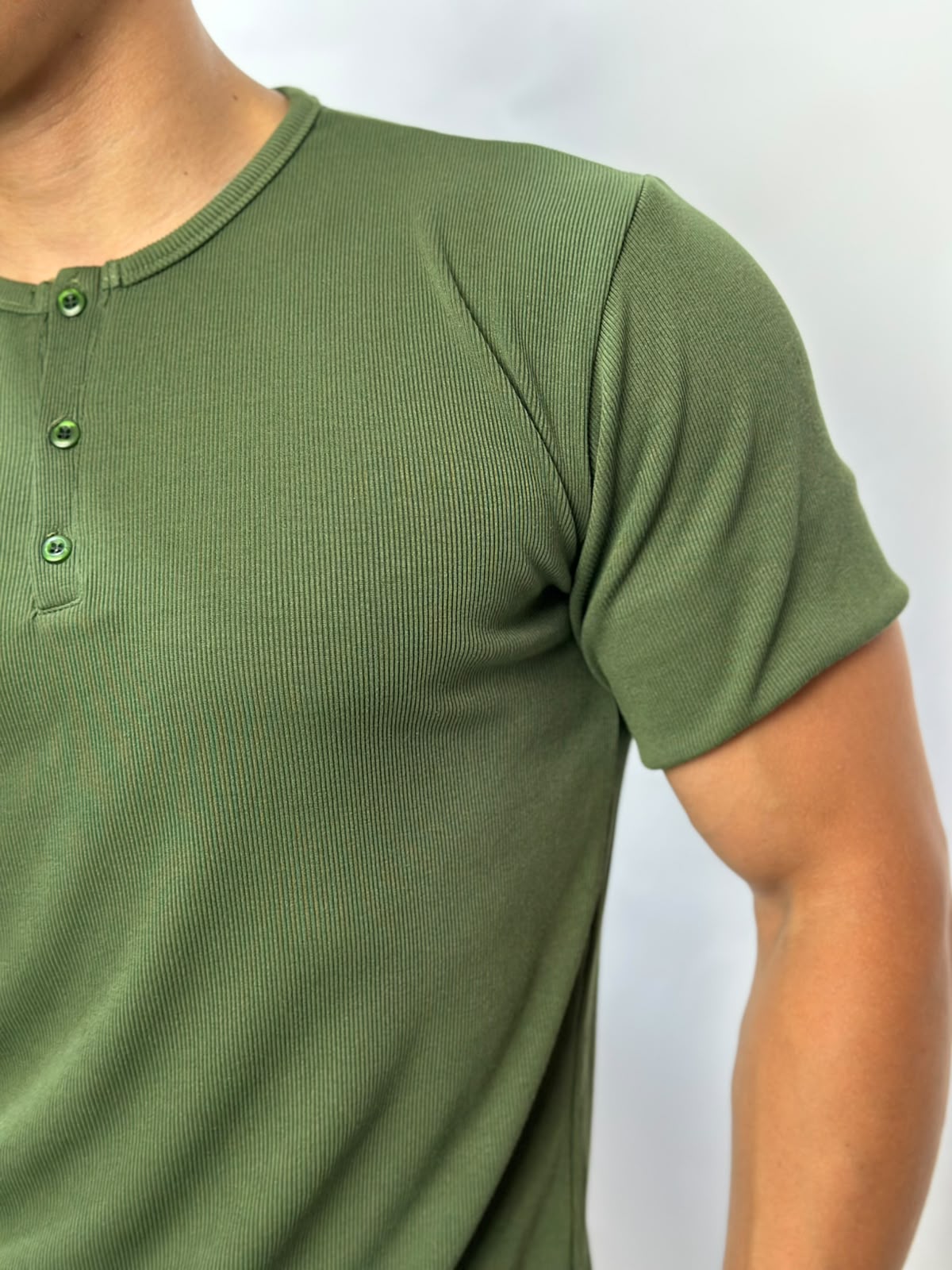 Henley T-shirt vert