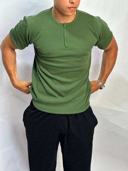 Henley T-shirt vert