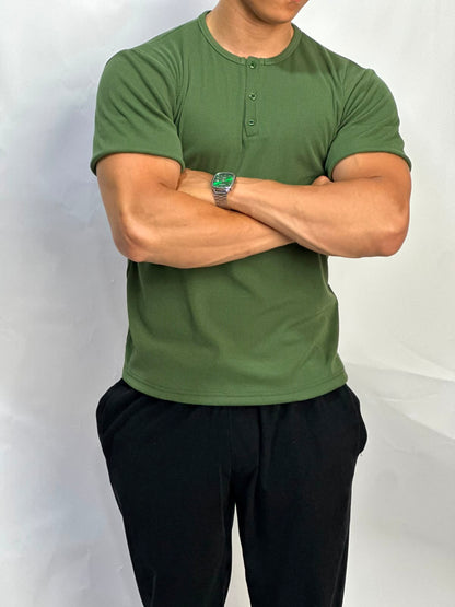 Henley T-shirt vert