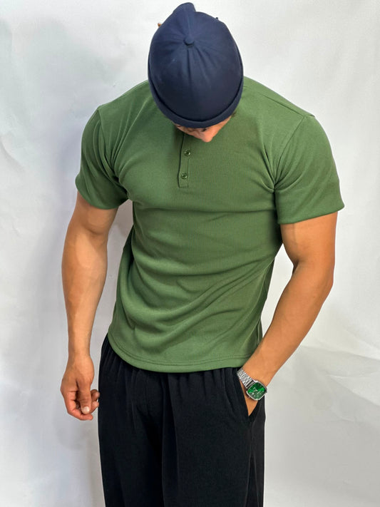 Henley T-shirt vert