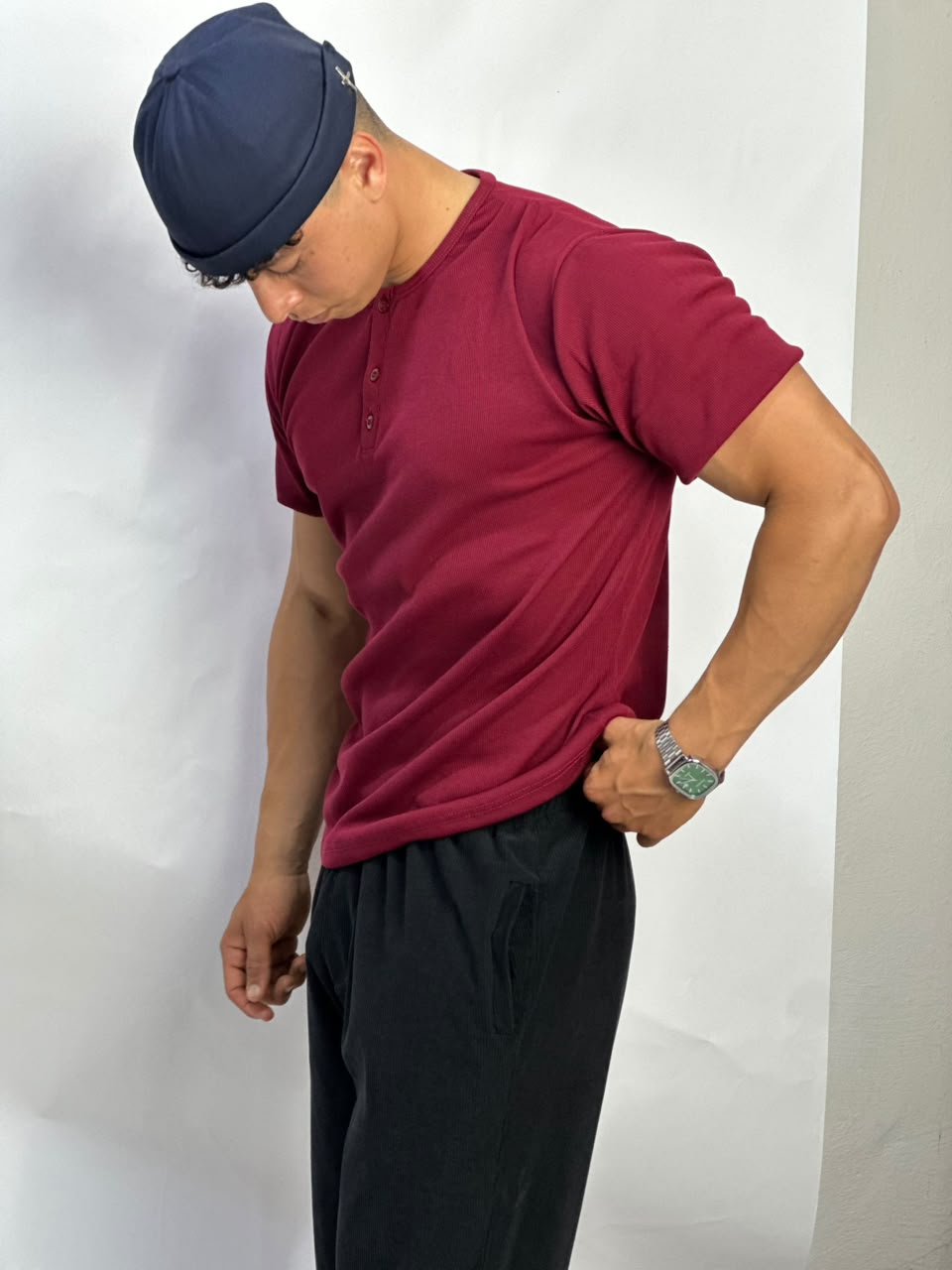 Henley T-shirt Rouge