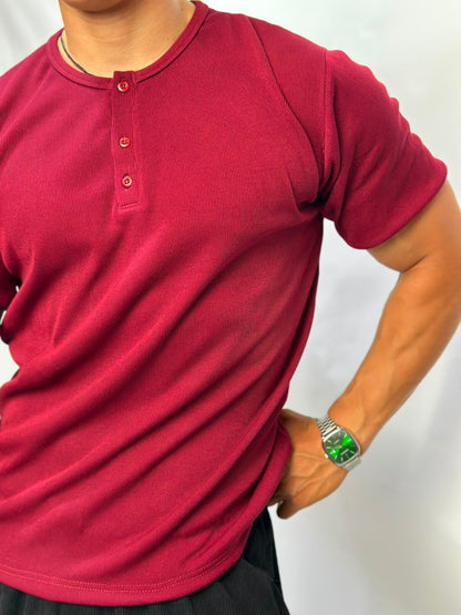 Henley T-shirt Rouge