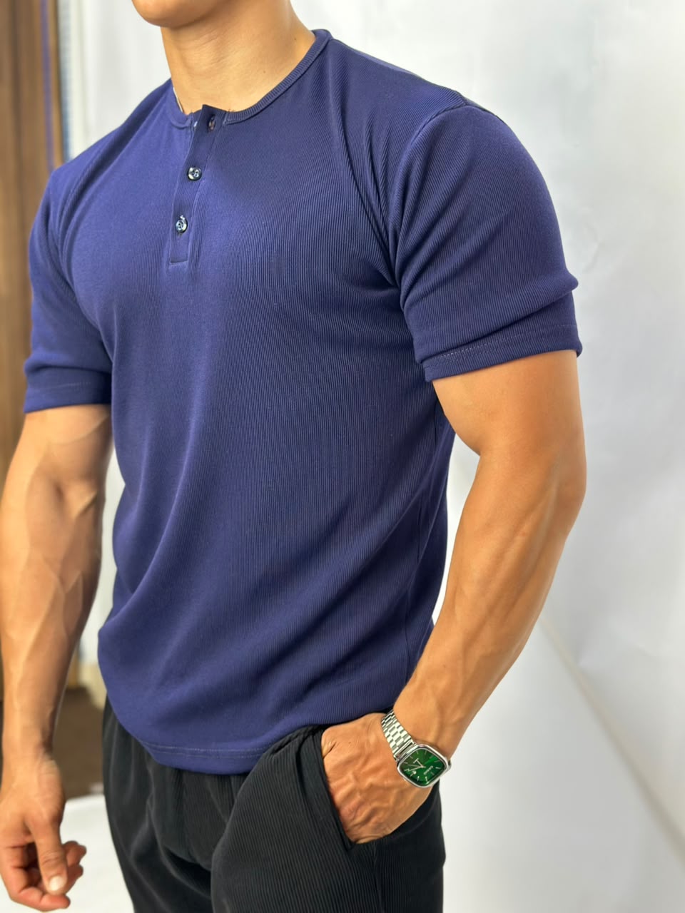Henley T-shirt Bleu